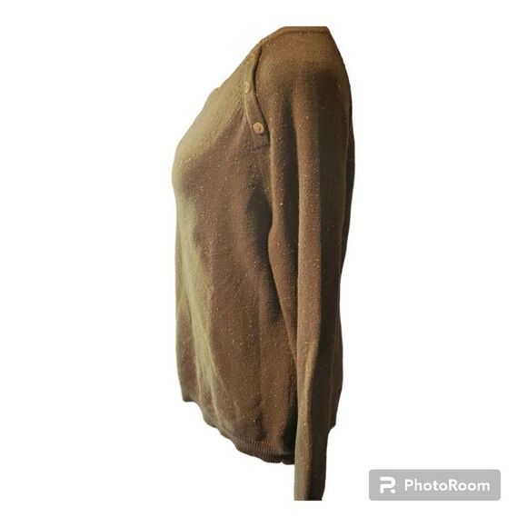 Talbots Green Sweater with Shoulder Buttons as Embellishment Women's Size Large - Picture 2 of 5